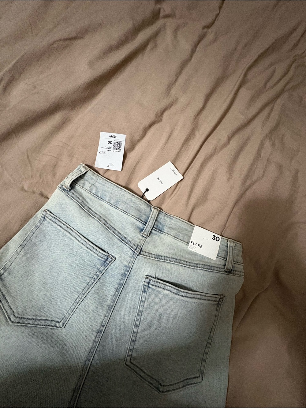 Forever 21 Light Blue Flare Jeans with Printed Inset Panels - Picture 5 of 6